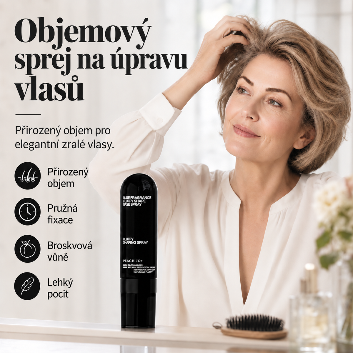 Objemový stylingový sprej na vlasy s broskvovou vůní – 90 ml