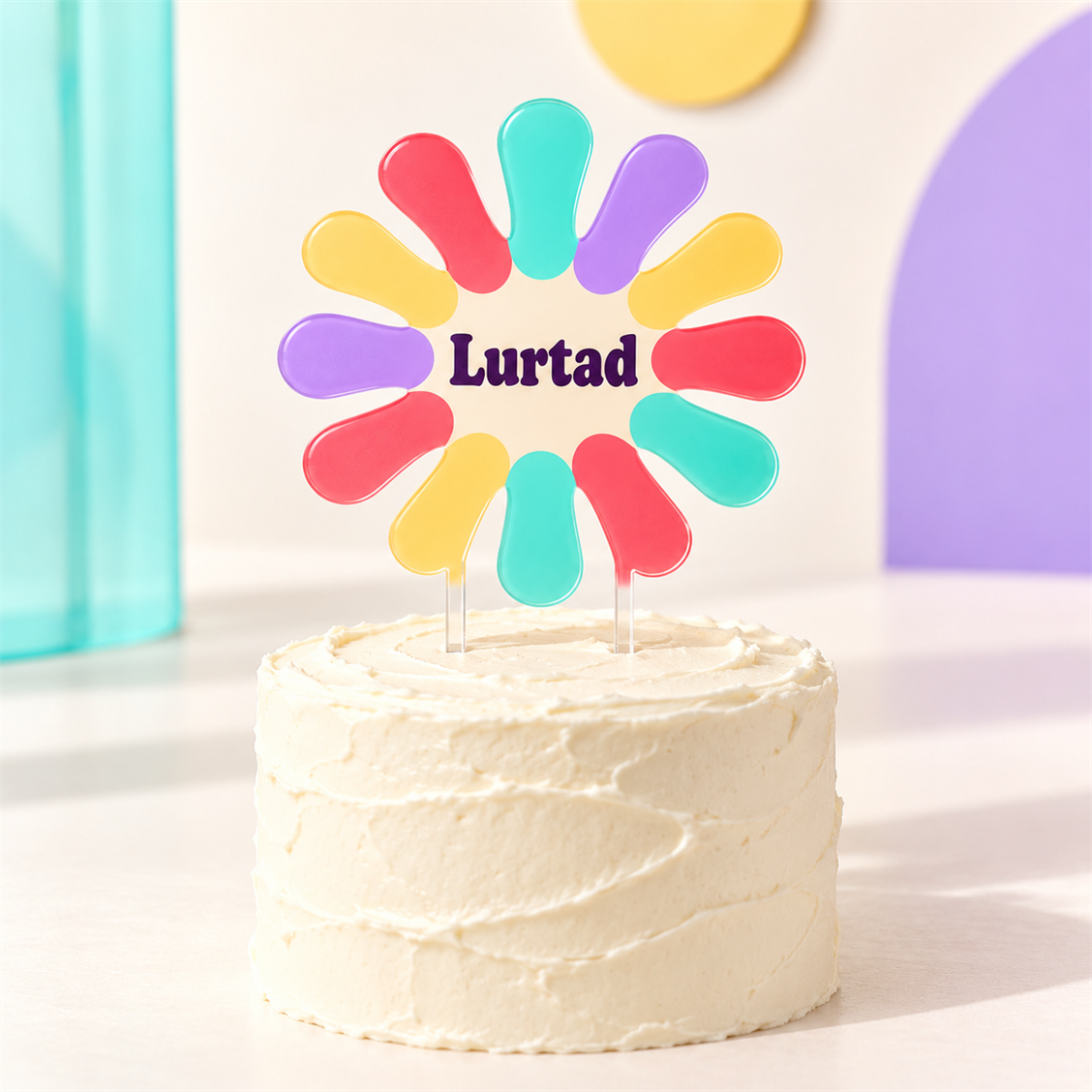 Lurtad Celebration Burst Cake Topper detail and celebration view